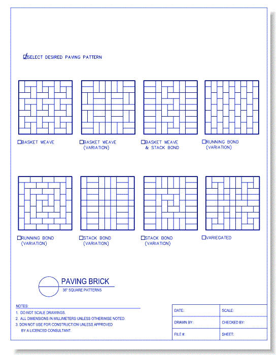 Paving Brick - 36 Inch Square Patterns