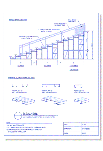 Bleachers - Box Frame - Typical 15 Row Elevation