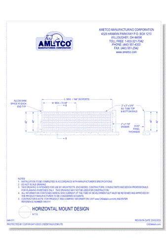 Railing Systems - Additional Ametco Design (Horizontal Mount Design)