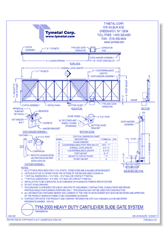 TYM-2000 Heavy Duty Cantilever Slide Gate System Ornamental