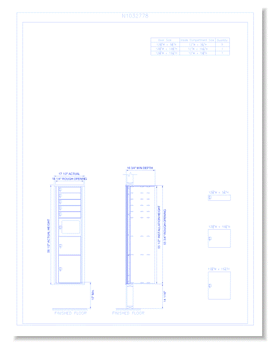 7 Door Recessed Mount 15" Deep Parcel Locker - Model 9 (N1032778)