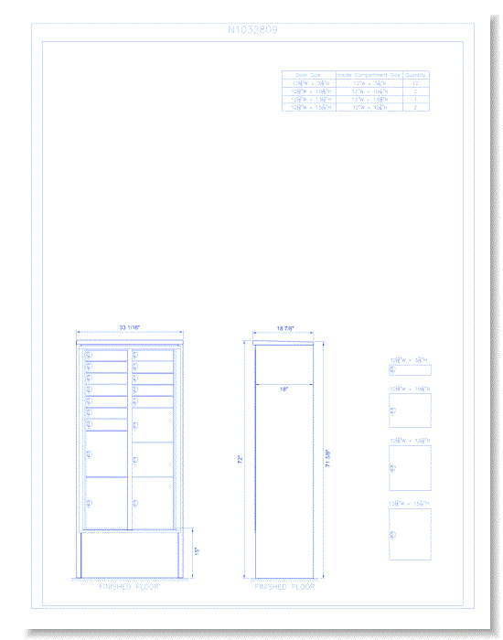 17 Door Freestanding 15" Deep Parcel Locker - Model E18 (N1032809)