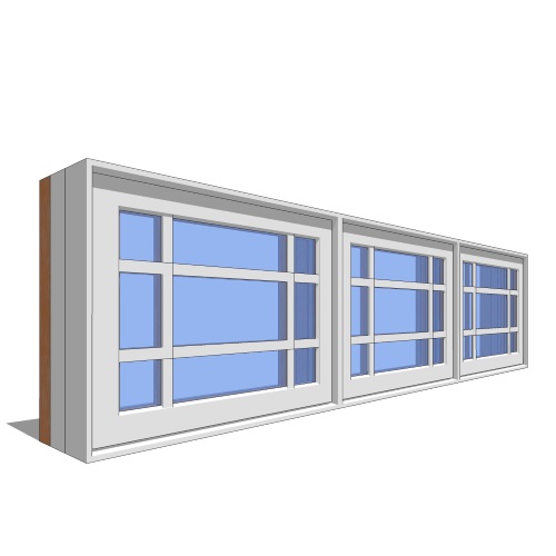 Premium Series™ Window Revit Object: Casement Transom - 3 Wide