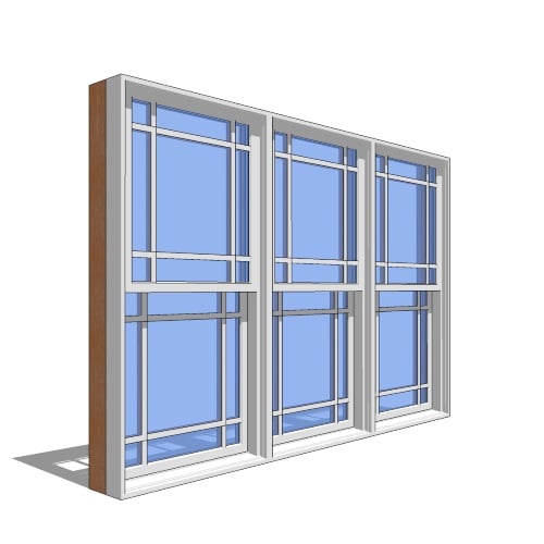 Premium Series™ Window Revit Object: Double Hung - 3 Wide