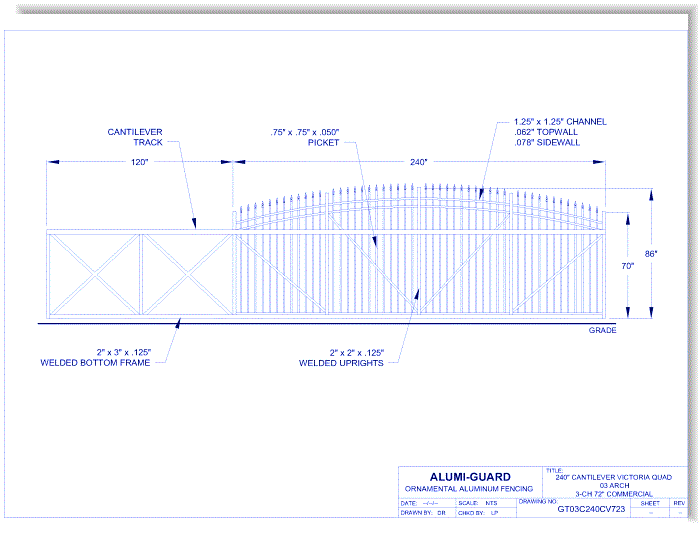 20' Cantilever Commercial Victoria Quad 03 Arch 3-CH 72" (GT03C240CV723)