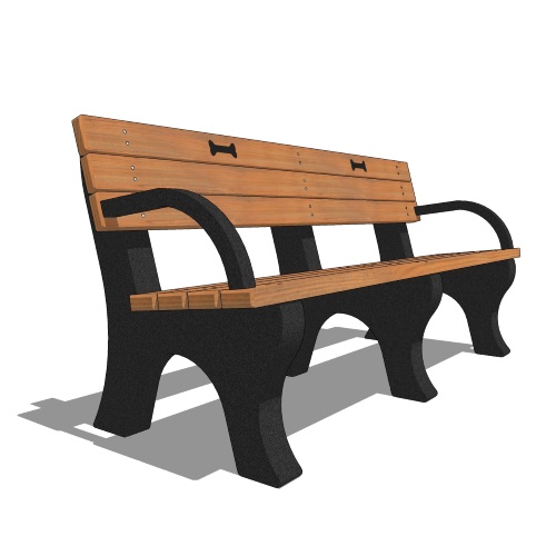DOGIPARK® 6' Backed Poly Bench with Arms ( 7713-BC-BONES)