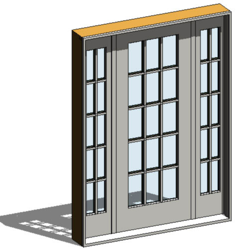 CAD Drawings BIM Models Ply Gem Mira Premium Series: Aluminum Clad Wood Patio Door Hinged 3-Panel Inswing