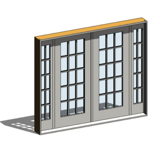 CAD Drawings BIM Models Ply Gem Mira Premium Series: Aluminum Clad Wood Patio Door Hinged Quad Inswing