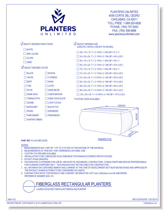 Laurelwood Rectangular Fiberglass Planter
