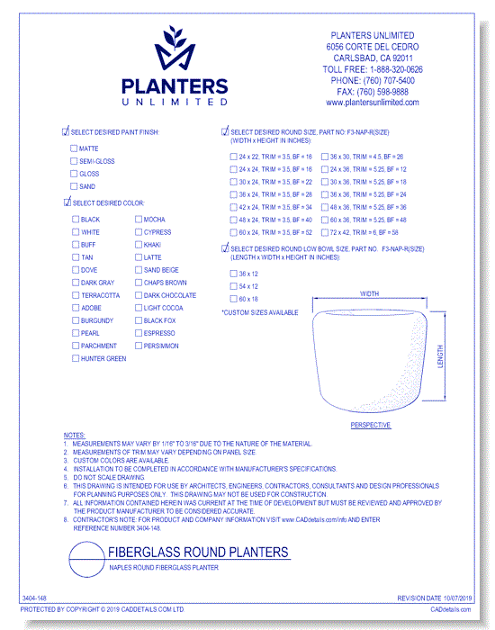 Naples Round Fiberglass Planter
