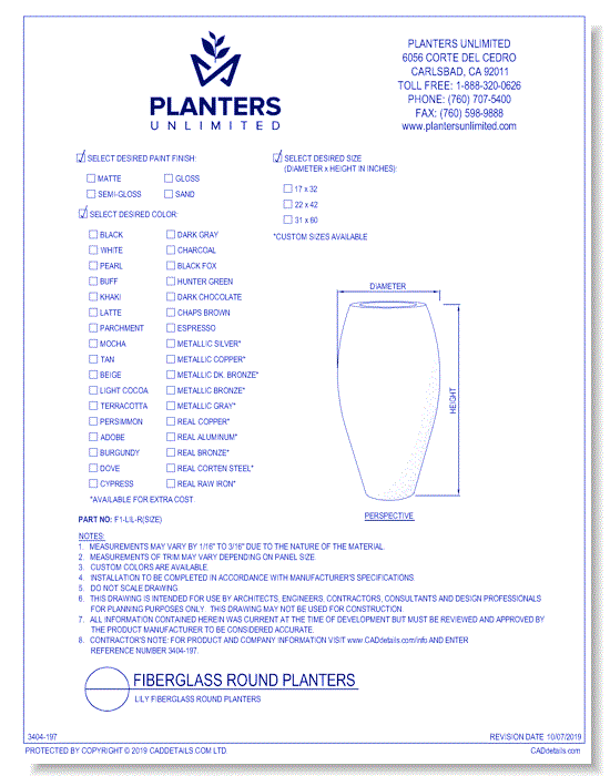Lily Fiberglass Round Planters