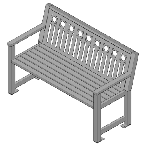 RS_S4 - 4' and RS_S-6 - 6' Steel Bench w/Back
