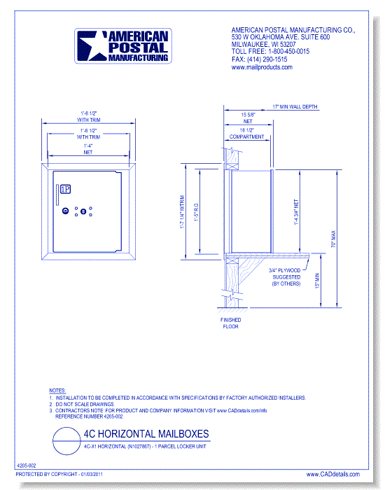 High Security 4C-X1 Horizontal (N1027867) - 1 Parcel Locker Unit