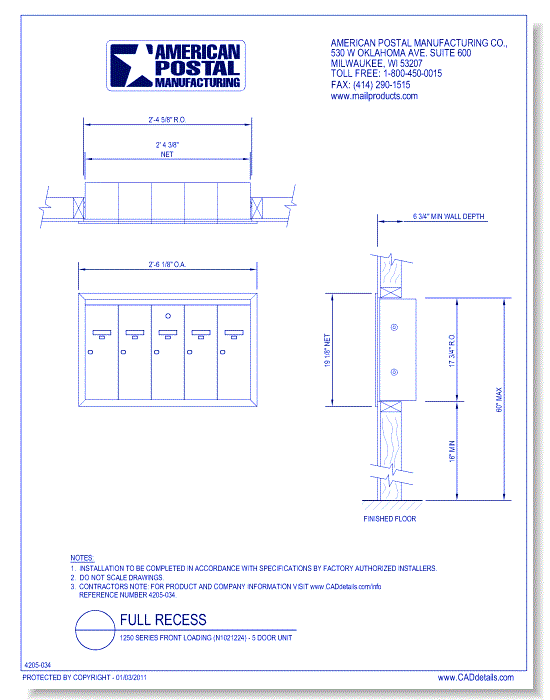 1250 Series Front Loading (N1021224) - 5 Door Unit