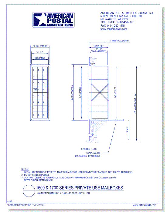 1600 Front Loading (N1021092) - 23 Door Unit, 8 high