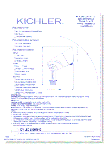 Model: 16015 - Variable Lumen Small 15° Spot (Finish Available in AZT, BKT, CBR)