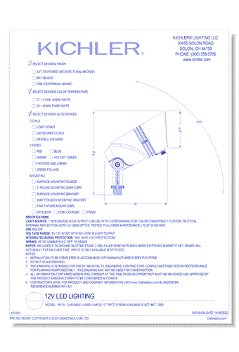 Model: 16018 - Variable Lumen Large 15° Spot (Finish Available in AZT, BKT, CBR)