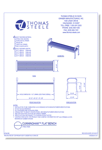 Cunningham™ Flat Bench: Steel Rods