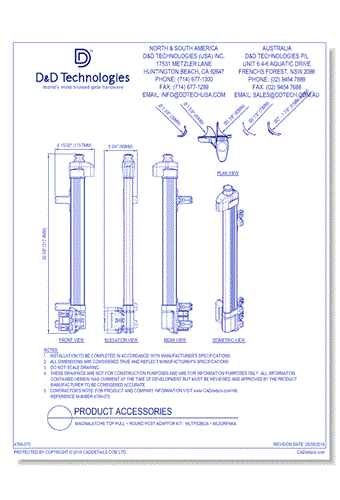 MagnaLatch® Top Pull + Round Post Adaptor Kit - MLTPS2BGA + MLS2RPAKA