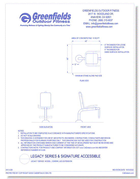Legacy Series: Model ( SGR098 ) Leg Extension
