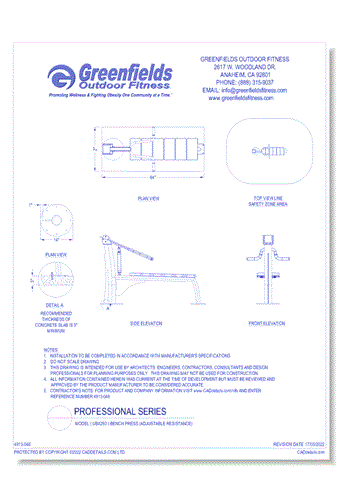 Professional Series: Model ( UBX293 ) Bench Press (Adjustable Resistance)