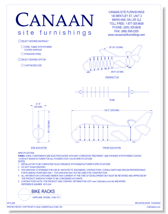 Bike Rack: Airplane, Model ( CAH 107 )
