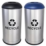 View International Collection Recycling Receptacle with Café Style Domed Top - 18 Gallon