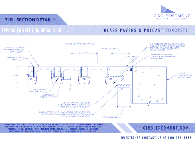71R™ Glass Pavers & Precast Concrete - Typical End Section Detail 4.5R