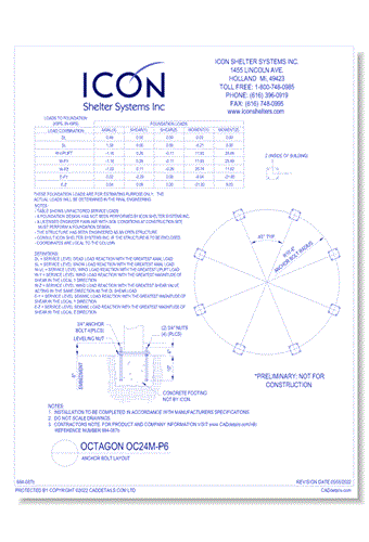 Octagon OC24M-P6 - Anchor Bolt Layout