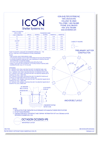 Octagon OC32M2V-P6 - Anchor Bolt Layout