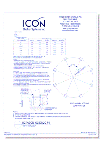 Octagon OC60M2C-P4 - Anchor Bolt Layout