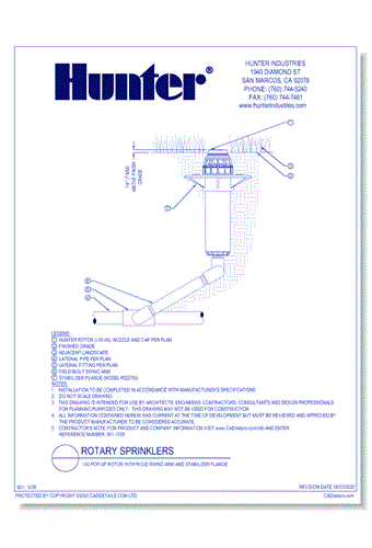 Rotary Sprinklers: I-50 Pop Up Rotor with Rigid Swing Arm and Stabilizer Flange