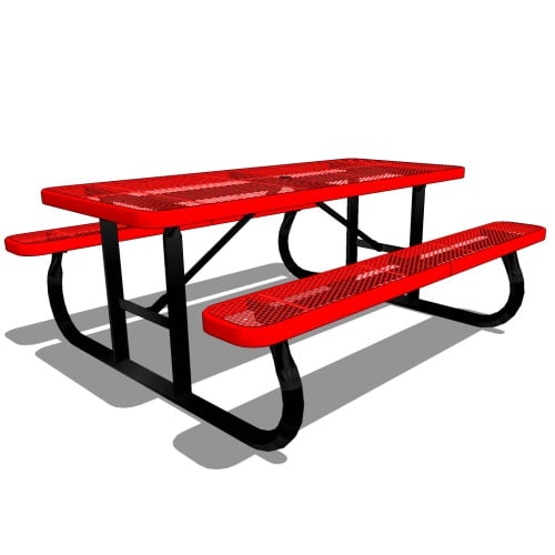 F2003 - 6' Rectangular Expanded Steel Picnic Table, Traditional Edge, Portable Frame