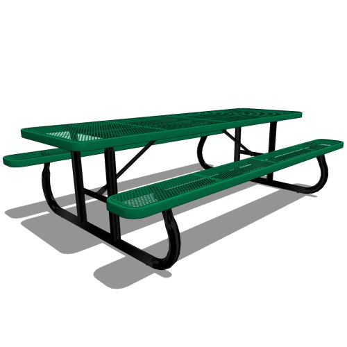 D2014 - 8' Rectangular Perforated Steel Picnic Table, Portable Frame