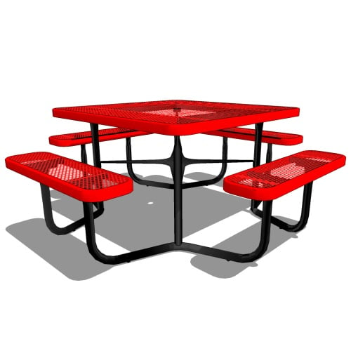 D1111 - 46" Square Perforated Steel Picnic Table, Portable Frame