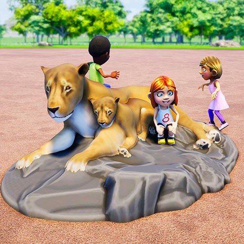 CAD Drawings BIM Models Cre8Play Lioness With Cub Climber
