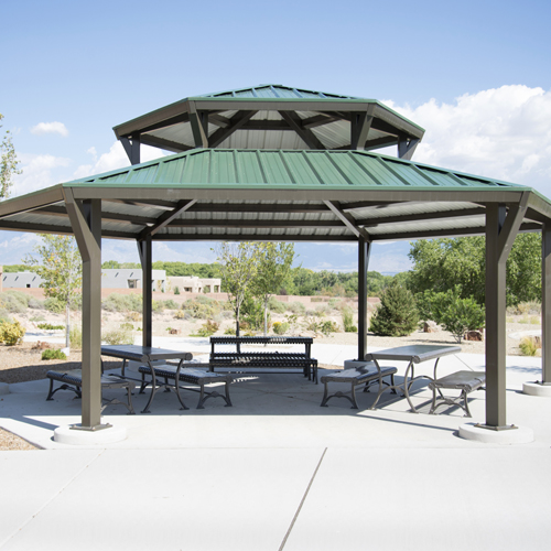 CAD Drawings Superior Recreational Products | Shelter and Site Amenities All-Steel Hexagonal Duo-Top Shelters