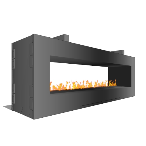 Fire Ribbon Vent Free 6 Vu Thru Outdoor Fireplace Model Ss72st Caddetails Fire Ribbon Vent Free 6 Vu Thru, Double Sided Fireplace Revit