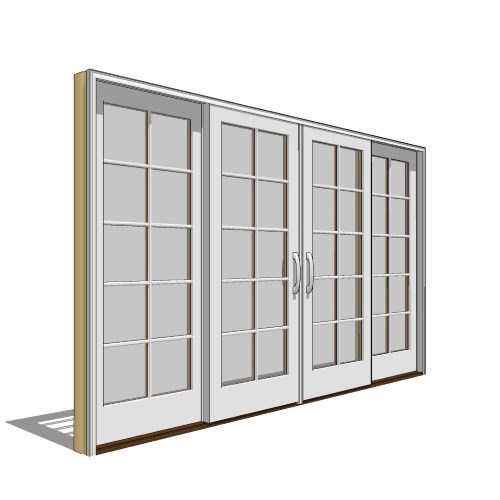 View Architect Series, Traditional, Clad, Wood, Sliding Door, 4 Panel