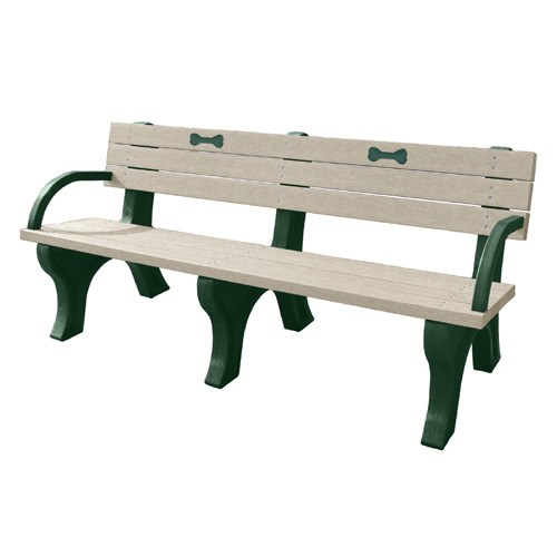 View DOGIPARK® 6' Backed Poly Bench with Arms ( 7713-GS-BONES )