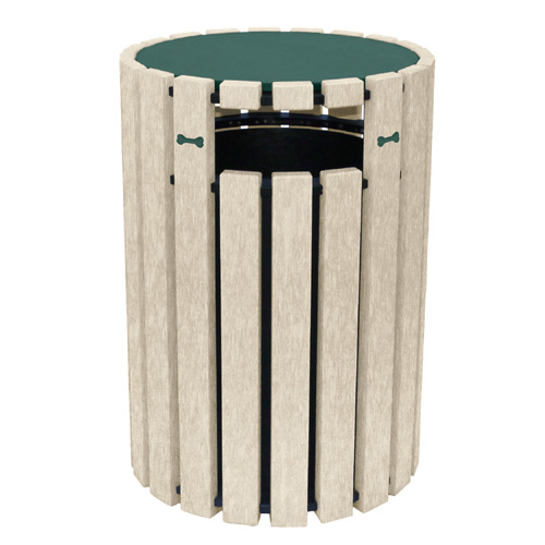 CAD Drawings BIM Models DOGIPOT DOGIPARK® 33 Gallon Poly Trash Receptacle with Lid ( 7722-GS-BONES )