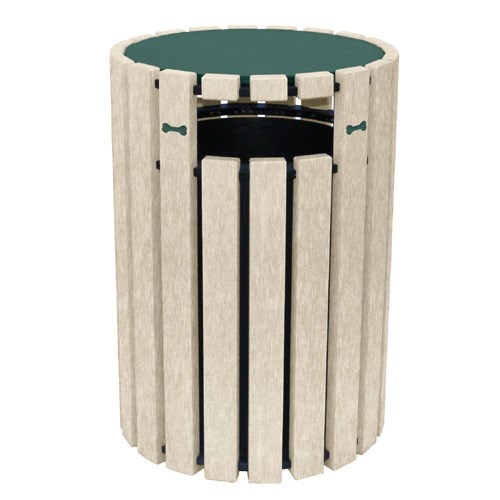 View DOGIPARK® 33 Gallon Poly Trash Receptacle with Lid ( 7722-GS-BONES )