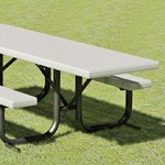 View XT Series  - Wheelchair Accessible: Table Extended One End w/ V-Type Thermo-plastic Coated Expanded Steel Top & Seats ( AI-1689 )