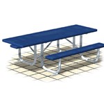 View XT Series  - Wheelchair Accessible: Table Extended One End w/ D-Type Thermo-plastic Coated Expanded Steel Top & Seats ( AI-1686 )