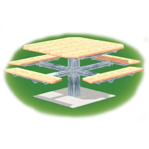 View PQT Series: Pedestal Square Table w/ Lumber Top & Seats ( AI-1695 )