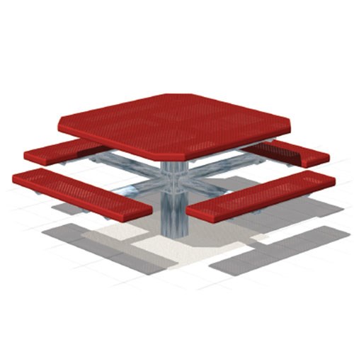 View PQT Series: Pedestal Square Table w/ V-Type Thermo-plastic Coated Expanded Steel Top & Seats ( AI-1700 )