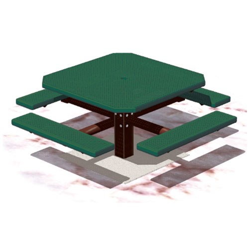 View PQT Series: Pedestal Square Table w/ H-Type Thermoplastic Coated Perforated Steel Top & Seats ( AI-1699 )