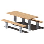 View APT Series: Multi Pedestal Rectangular Table w/ Lumber Planks ( AI-1747 )