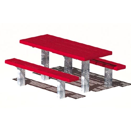 View APT Series: Multi Pedestal Rectangular Table w/ V-Type Thermo-plastic Coated Expanded Steel Top & Seats ( AI-1746 )