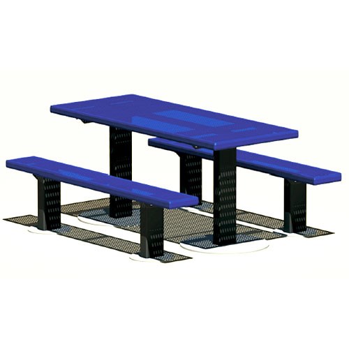 View APT Series: Multi Pedestal Rectangular Table w/ R-Type Thermo-plastic Coated Perforated Steel Top & Seats ( AI-1776 )